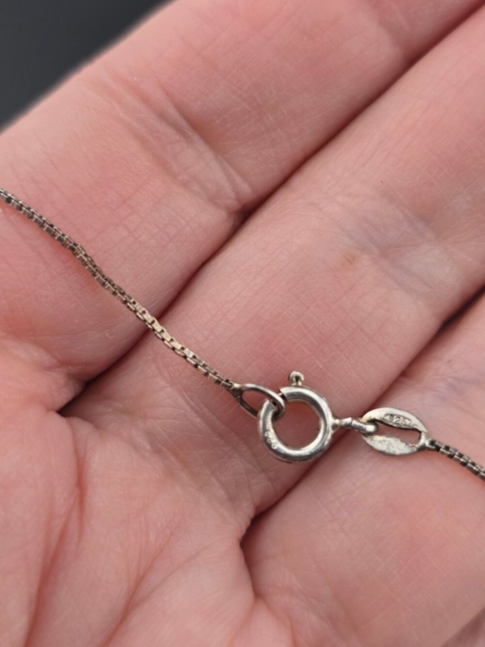 Sterling Silver Necklace Box Chain with CZs SAI 26" - Picture 11 of 12